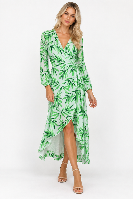 Dancing Leopard White Tropic Jagger Maxi Dress – Size 10 shown on a model.