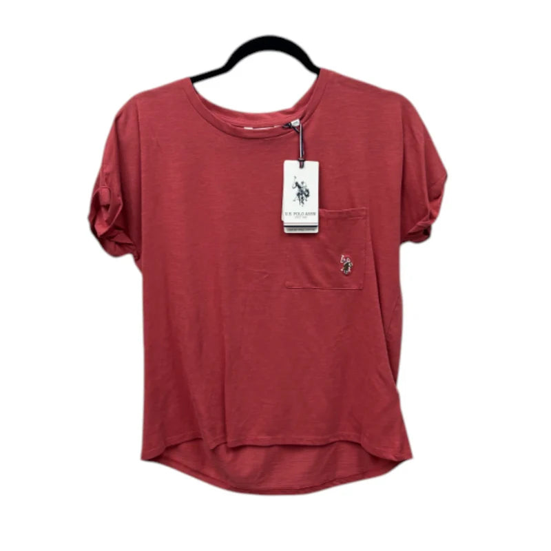 Front view — U.S. Polo Assn. Red Orange Cotton T-Shirt – UK 10.