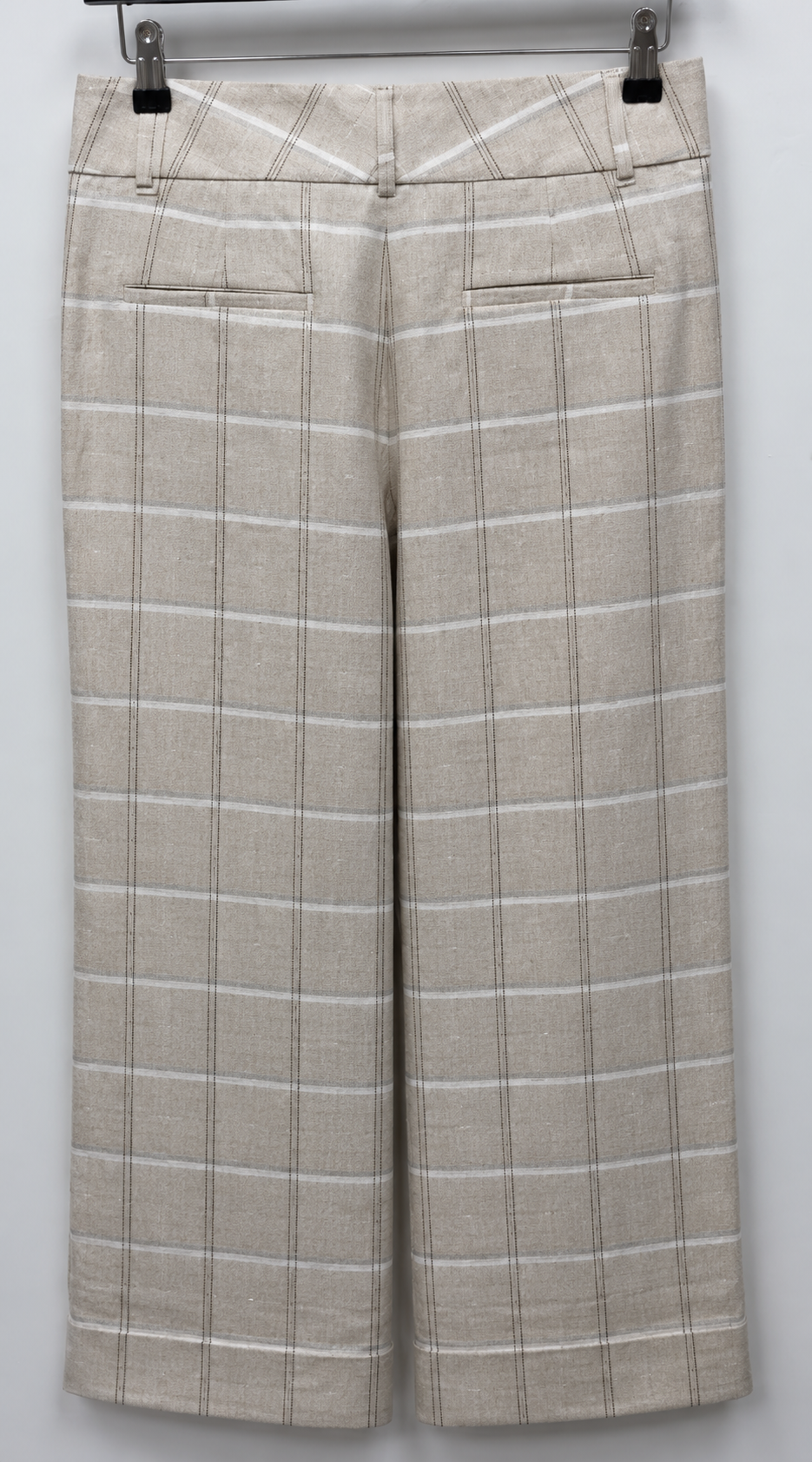 Cappellini Beige Check Linen Palazzo Trousers – Size 42