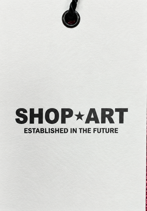 Retail tag showing product reference — SHOP*ART Pink Lurex Halter Neck Crop Top M.