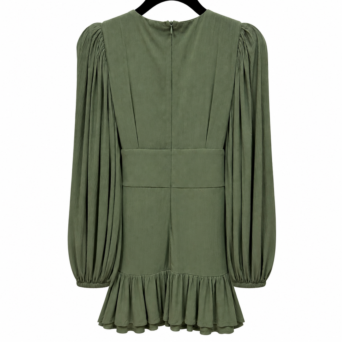Back view — Missguided Green Mini Dress with Belt Detail – UK 10 / UK 8.