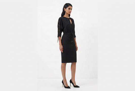 Simona Corsellini Black Lace-Up Detail Dress – IT 44 – product image 4