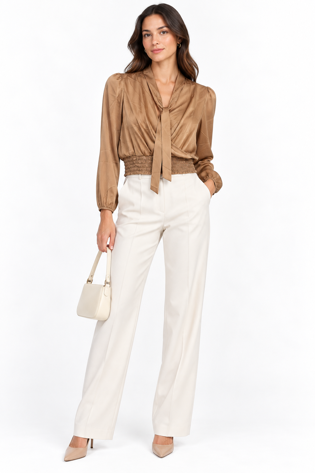 Biancoghiaccio Caramel Tie-Neck Blouse – IT 40 — photo 1