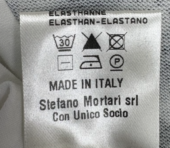 Fabric composition and care label — Stefano Mortari White Contrast-Panel Top – IT42.
