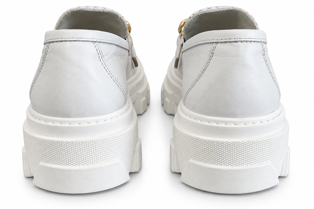 InLace White Calf-Leather Chain Chunky Loafers – EU 39