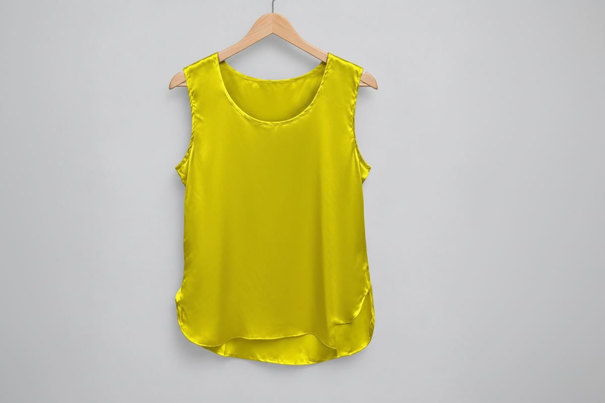 Gran Sasso Bright Yellow Silk Sleeveless Top IT 46 — photo 3