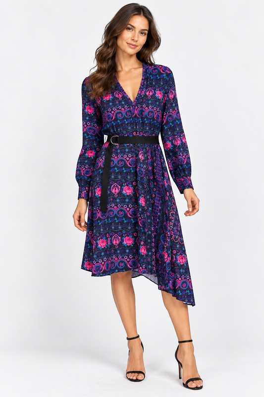 Claudie Pierlot Rajah Multico Printed Midi Dress – FR 38 — photo 1