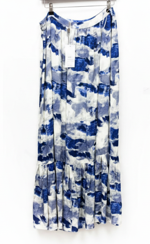 8 by YOOX Blue, White & Grey Abstract-Print Tiered Maxi Skirt – IT 46 — photo 6