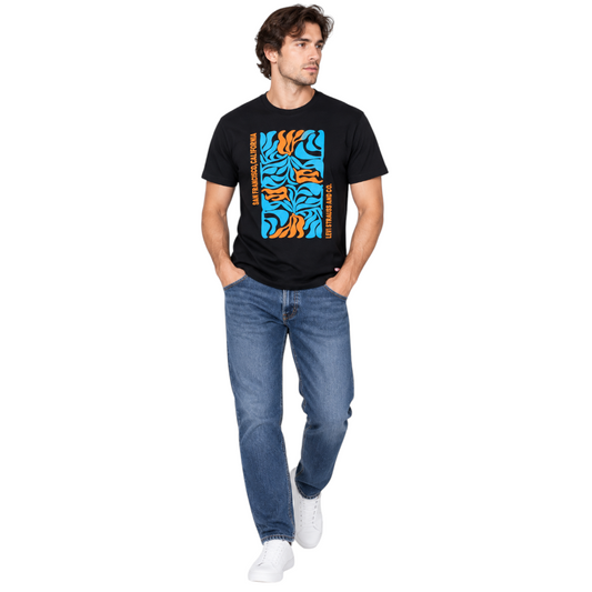 Levi's Black Graphic Slim Fit T-Shirt – L shown on a model.