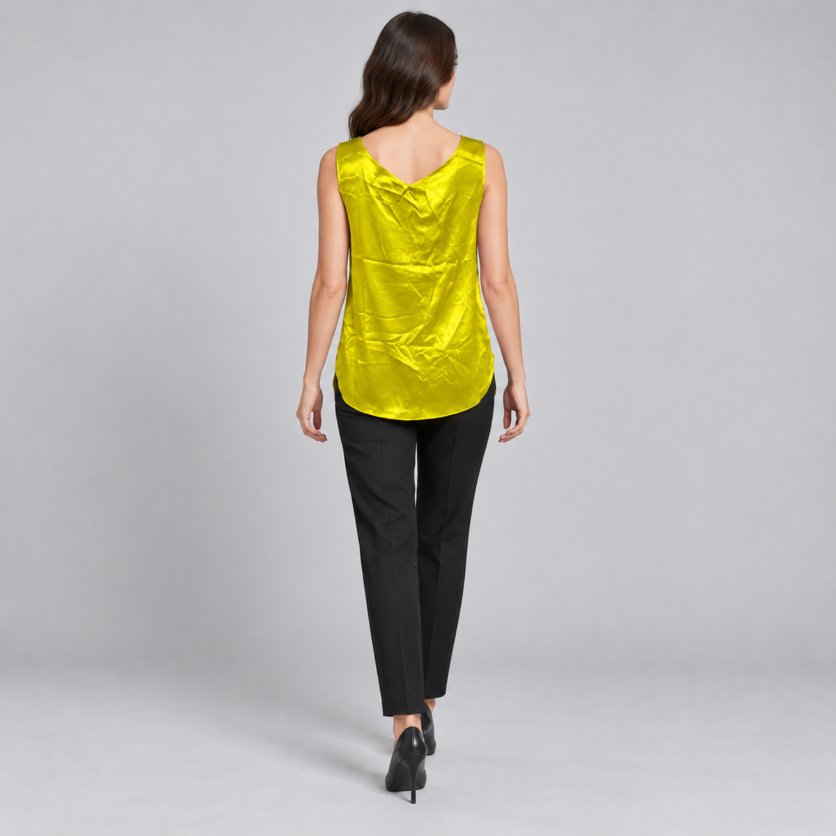 Gran Sasso Bright Yellow Silk Sleeveless Top IT 46 — photo 2