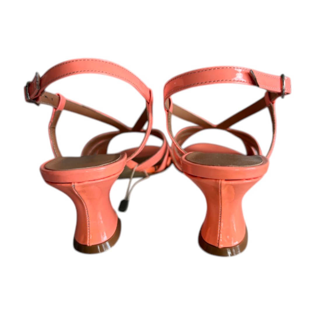 Prezioso Coral Strappy Sandals with Sculptural Mid Heel – EU 37