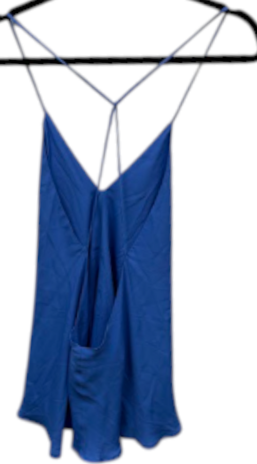 Back view — ottod’Ame Cobalt Blue Silk-Blend Draped Camisole Top – UK 14.