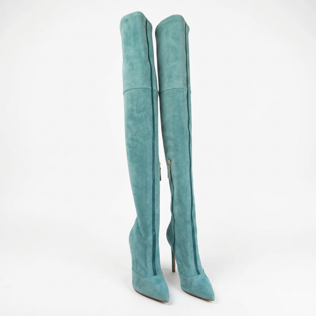 Elisabetta Franchi Turquoise Suede Thigh-High Boots – EU 35 – product image 4