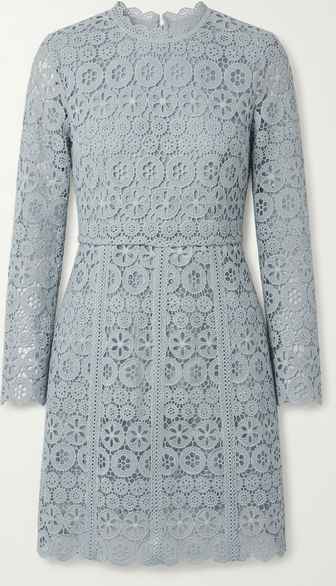 Dixie Celeste Blue Openwork Lace Mini Dress – M