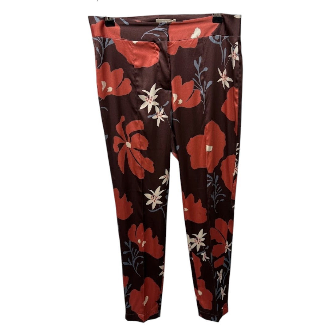 Back view — SIYU Brown Floral Print Silk Blend Trousers – UK 10.