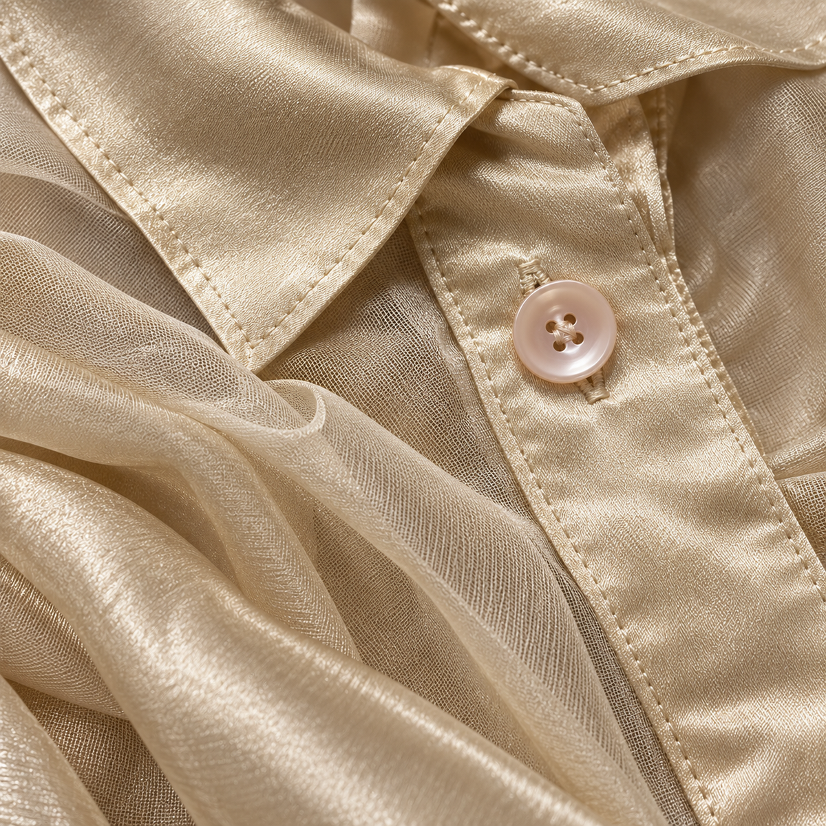 MALÌPARMI Champagne Silk-Blend Long-Sleeve Shirt – product image 4 of 10