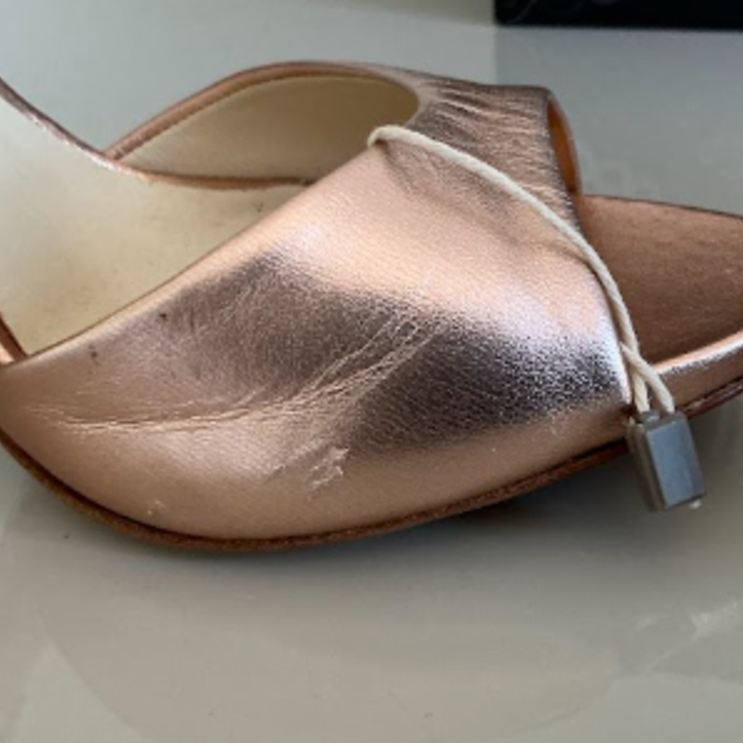 Gianni Marra Rose Gold Metallic Embellished Chain Ankle-Strap Heels - EU 38 – product image 5