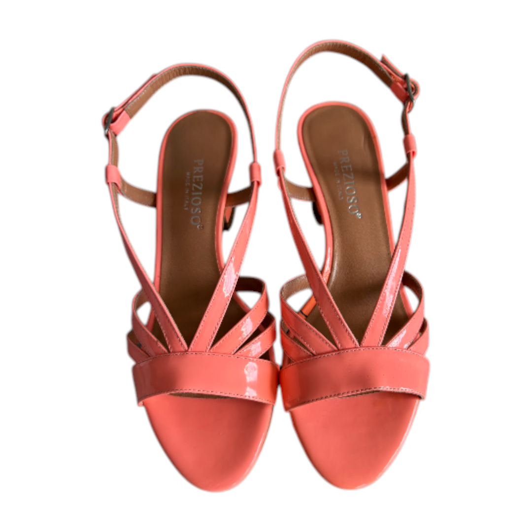 Prezioso Coral Strappy Sandals with Sculptural Mid Heel – EU 37