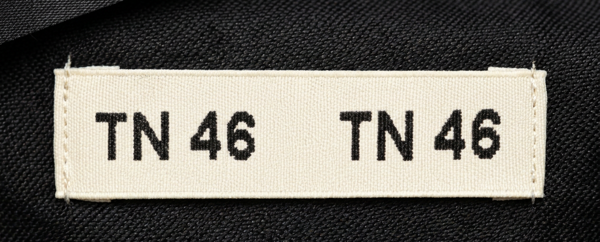 Brand and size label — Farnol Navy Double-Breasted Belted Trench Coat – TN 46.