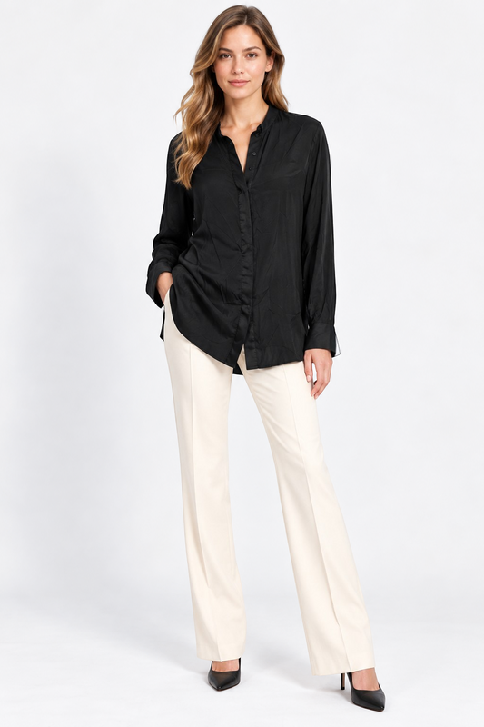 8 by YOOX Black Viscose Long-Sleeve Blouse – IT42 — photo 1