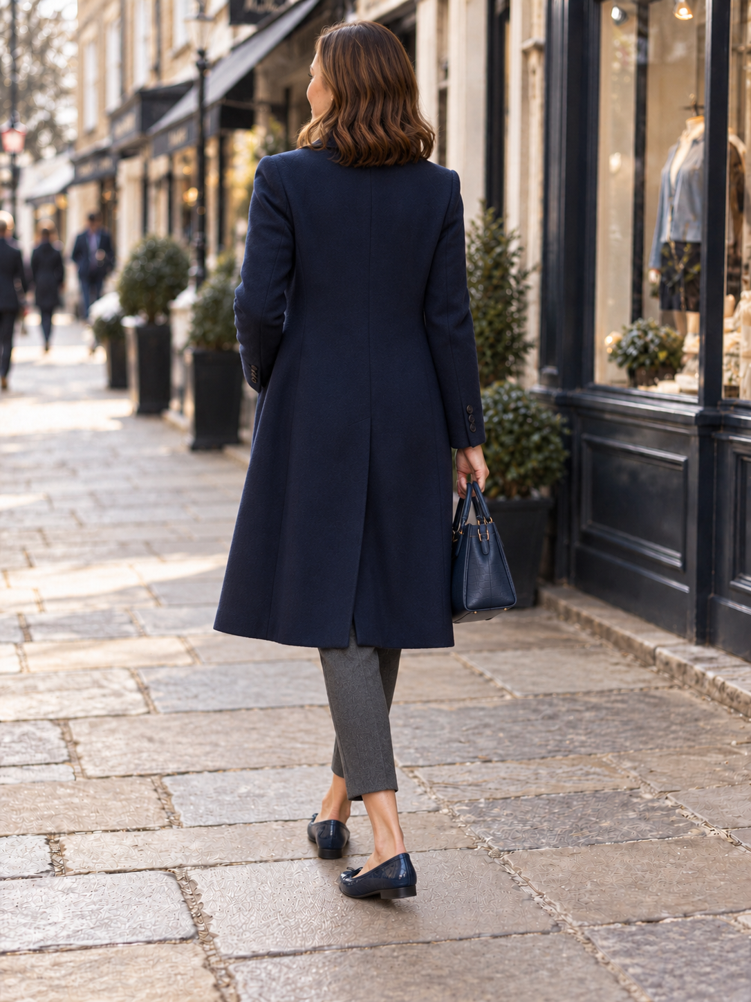 French Sole Maddox Dark Blue Textured Leather Ballet Flats – UK 7 / EU 40 – BNIB