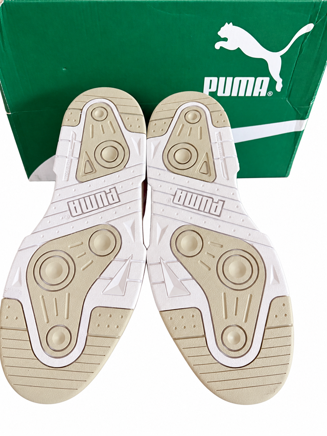 Puma Men’s Cream & Sage Panelled Lace-Up Trainers – Size 7 – BNIB