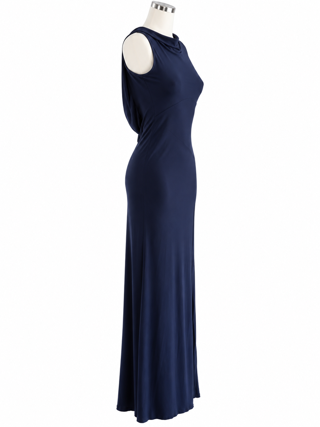 Terrible Twins London Navy Blue Cowl Back Maxi Evening Dress Size S BNWT