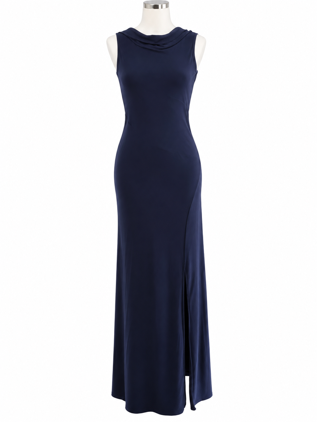 Terrible Twins London Navy Blue Cowl Back Maxi Evening Dress Size S BNWT