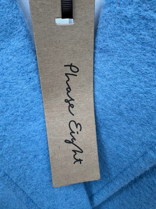 Brand swing tag — Phase Eight Blue Wool Blend Tailored Coat - UK 16.