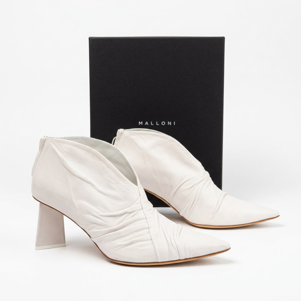 Malloni White Ruched Pointed-Toe Ankle Boots – EU 40 – product image 7