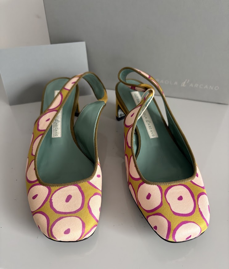 Paola d’Arcano Lime and Pink Bubble Print Slingback Heels – EU 36 – product image 3