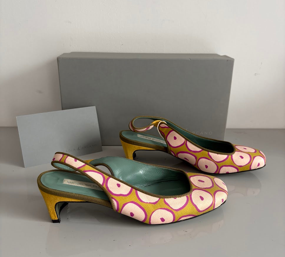 Paola d’Arcano Lime and Pink Bubble Print Slingback Heels – EU 36 – product image 4