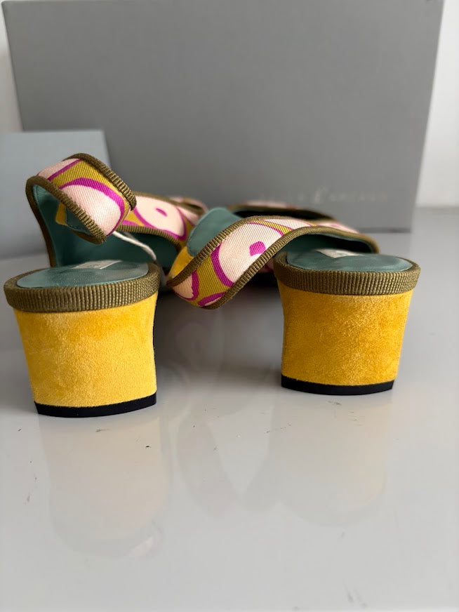 Paola d’Arcano Lime and Pink Bubble Print Slingback Heels – EU 36 – product image 5