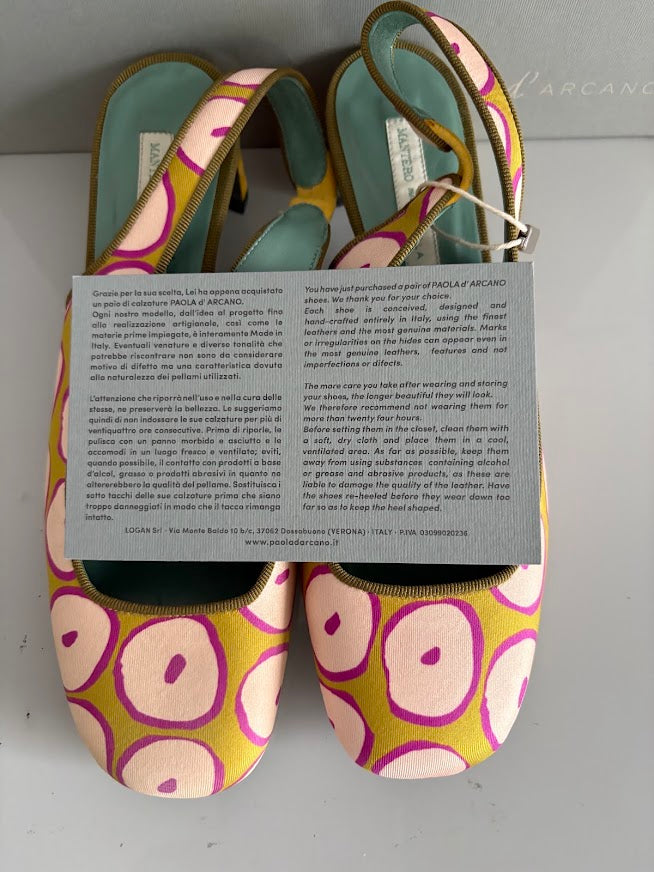 Paola d’Arcano Lime and Pink Bubble Print Slingback Heels – EU 36 – product image 7