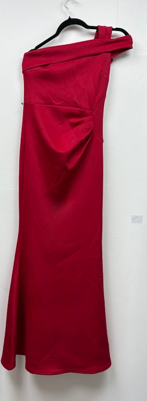 Front view — Lipsy London Red One-Shoulder Maxi Dress - UK 10 / UK 16.