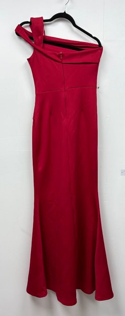 Back view — Lipsy London Red One-Shoulder Maxi Dress - UK 10 / UK 16.