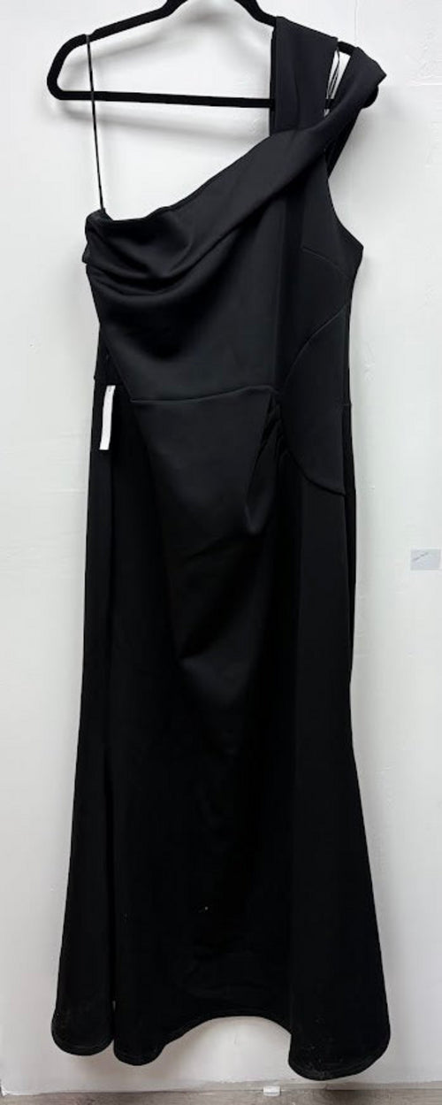 Front view — Lipsy Black Draped Maxi Dress – UK 20.