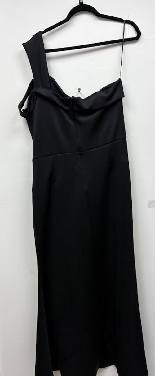 Back view — Lipsy Black Draped Maxi Dress – UK 20.