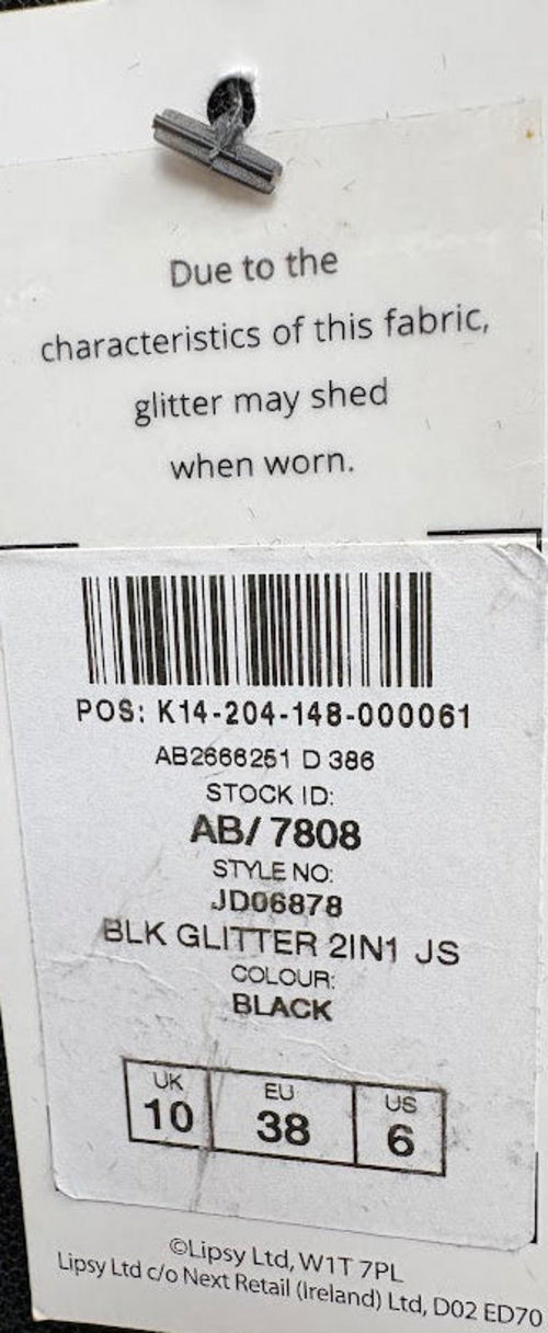 Lipsy black glitter 2-in-1 jumpsuit – UK 10 and JD06878 retail tag