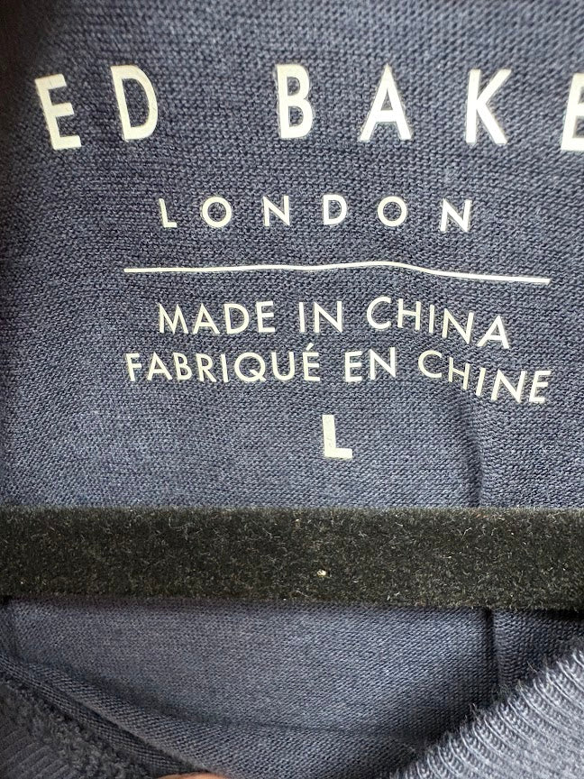 Brand and size label — Ted Baker Ted Navy T-Shirt with Check Pocket L.