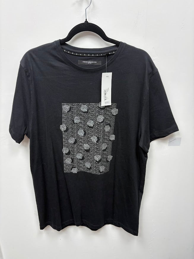 Front view — French Connection Black Graphic T-Shirt – L.