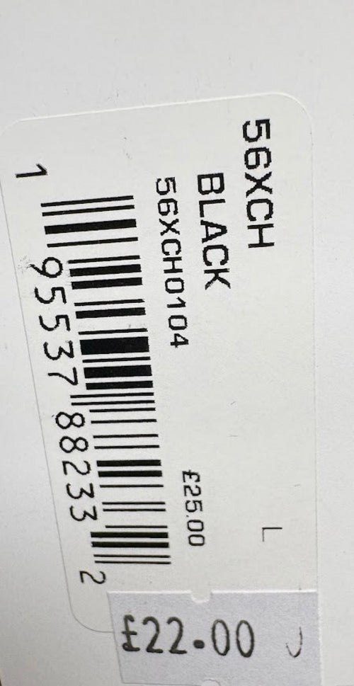 Retail tag showing style and size — French Connection Black Graphic T-Shirt – L.