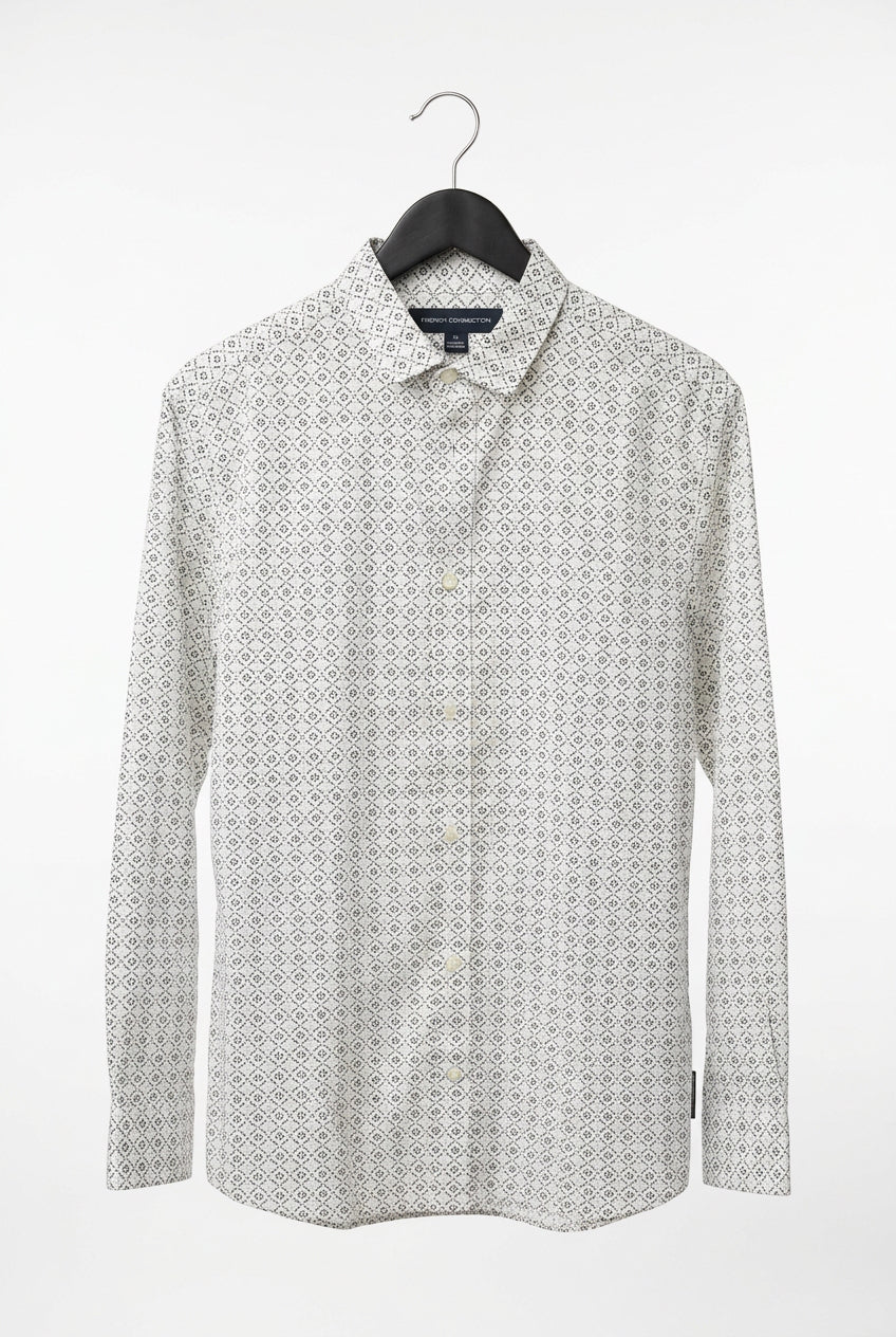 Front view — French Connection White Patterned Shirt – M.