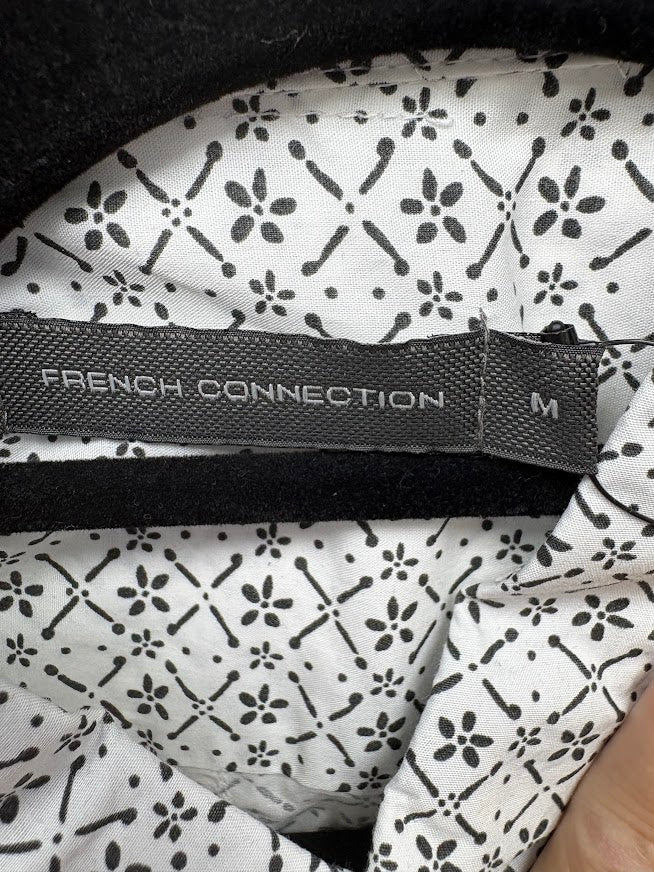 Brand and size label — French Connection White Patterned Shirt – M.
