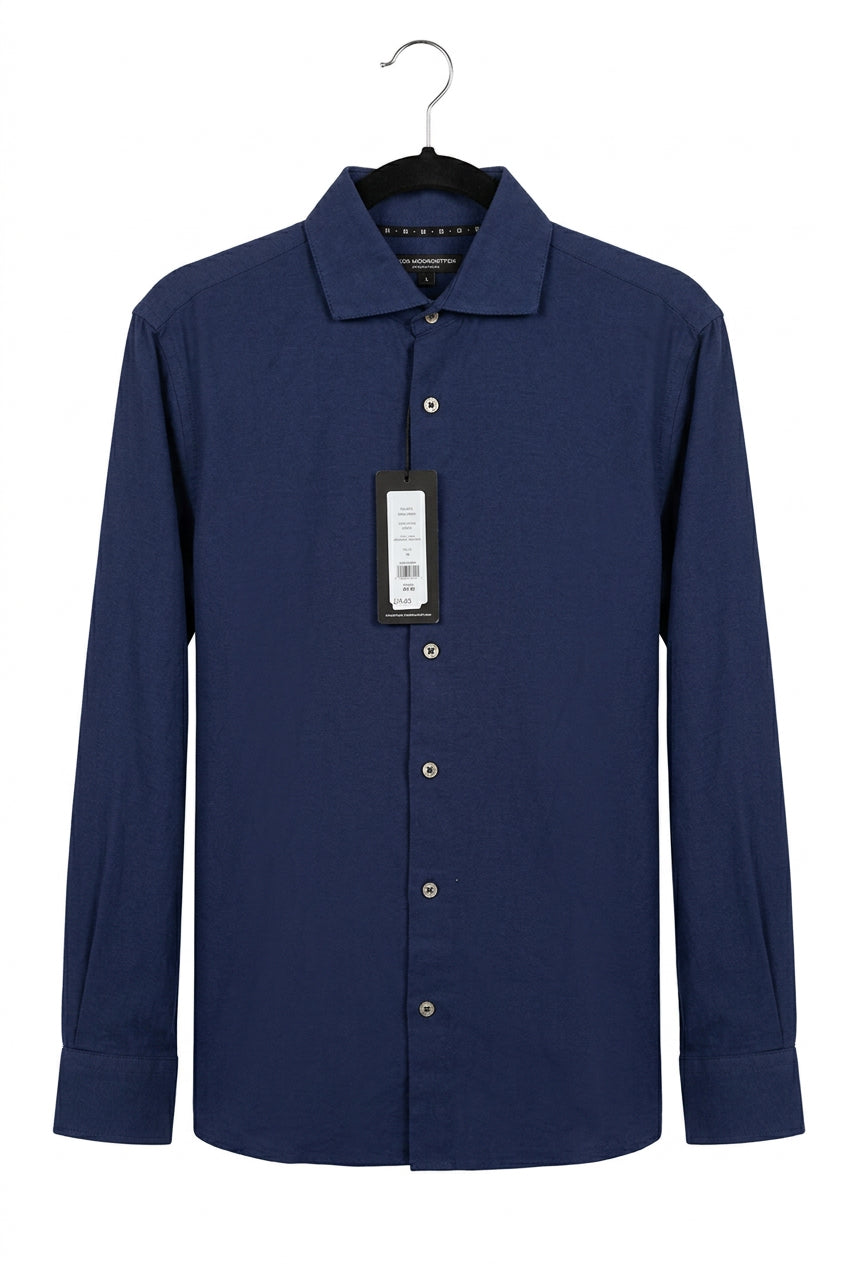Front view — French Connection Navy Linen Blend Shirt – S.
