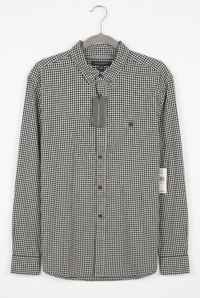 Front view — French Connection Marine Gingham Long-Sleeve Shirt – L.
