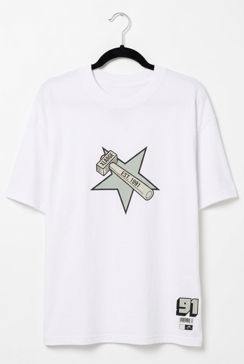 Front view — XLARGE White Graphic T-Shirt - L.