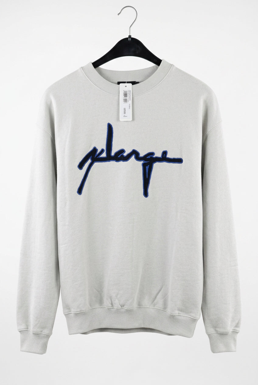 Front view — XLARGE Grey Embroidered Logo Crewneck Sweatshirt – S / M.