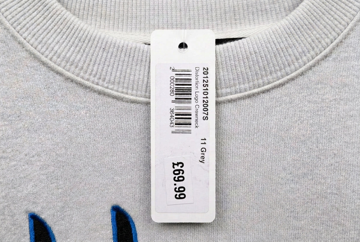 Brand and size label — XLARGE Grey Embroidered Logo Crewneck Sweatshirt – S / M.