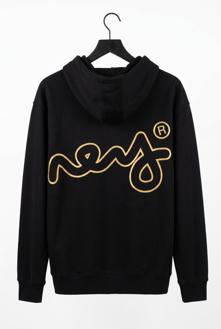 Back view — Money Black Graphic Hoodie – M.
